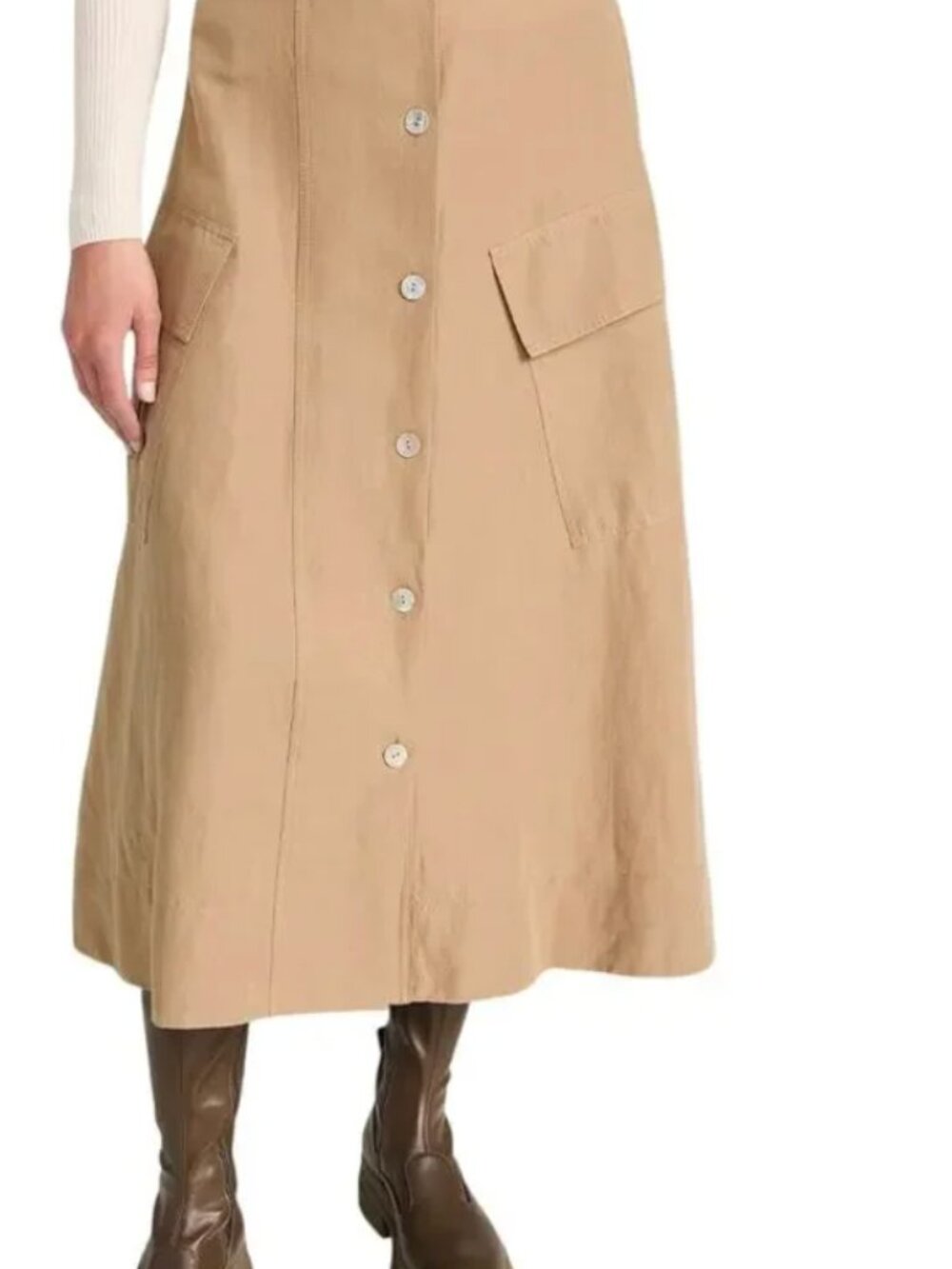 NEW VINCE Beige Linen Skirt $425 Sz 16